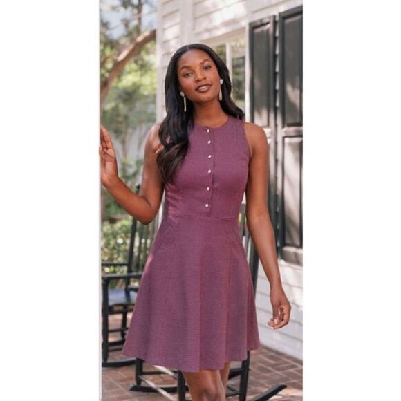 GAL MEETS GLAM Collection Meg Mini Dot Sleeveless Fit & Flare Dress Sz. 4 - Picture 2 of 7